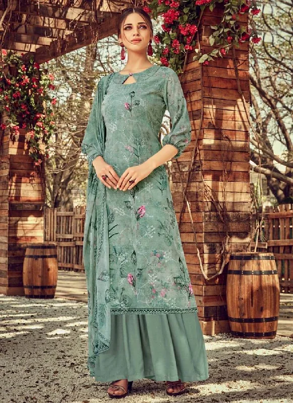Sea Green Pure Georgette Palazzo Dress Tunics Essential wardrobe