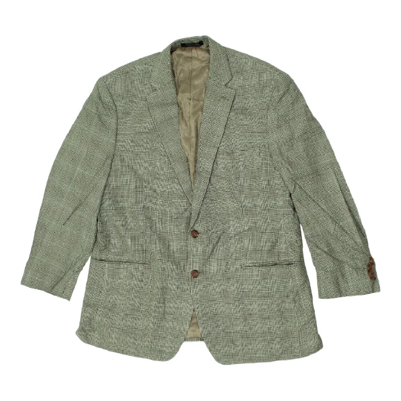 Lauren Ralph Lauren Womens Grey Blazer Jacket | Vintage High End Designer Suit Ribbed Jacket Pleated Jacket Ruffled Jacket