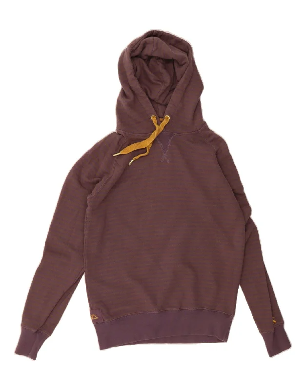 JOULES Womens Oversized Zip Hoodie Sweater UK 6 XS Purple Striped Cotton Chenille Blend Fleece Blend Nylon Blend