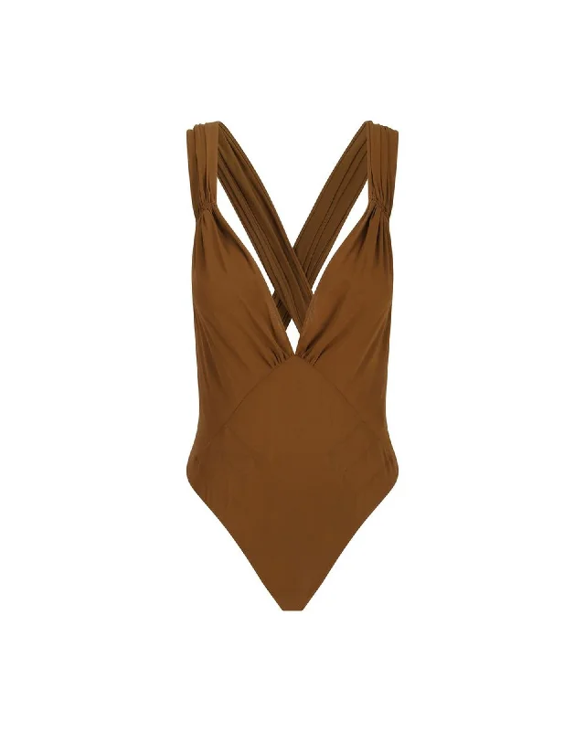 Saint Laurent Silk Mousseline Lingerie De So Bodysuit with V-Neck and Sleeveless Design Stylish Mock Neck Bodysuit