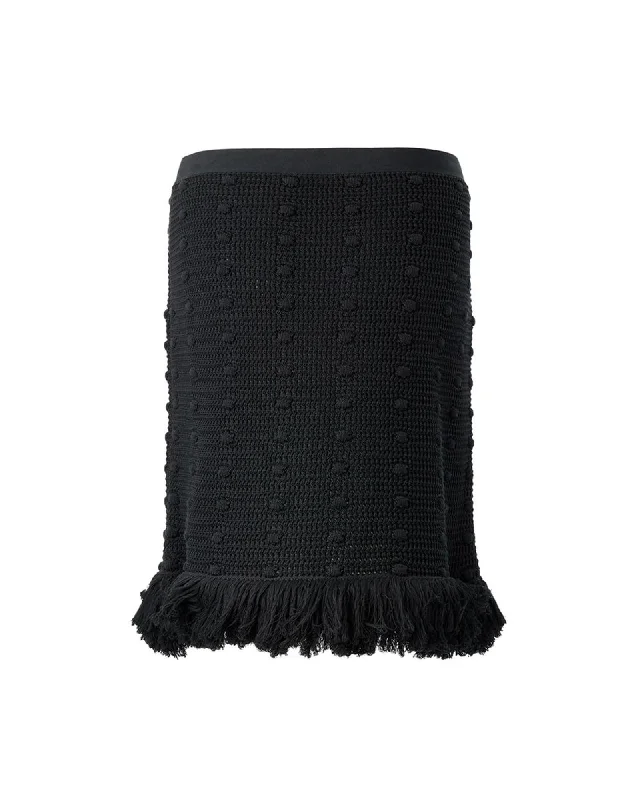 Bottega Veneta  Intrecciato Fringed Knit Skirt - Black cashmere skirt soft