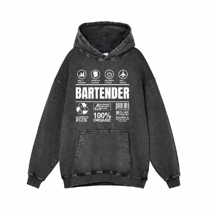 Bartender Simple Icon Vintage Washed Hoodie Hoodie with Cropped Fit Short Trendy