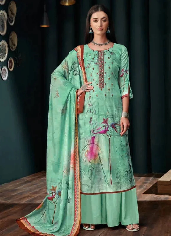 Sea Green Pure Zam Slub Palazzo Dress Tunics stripes playful