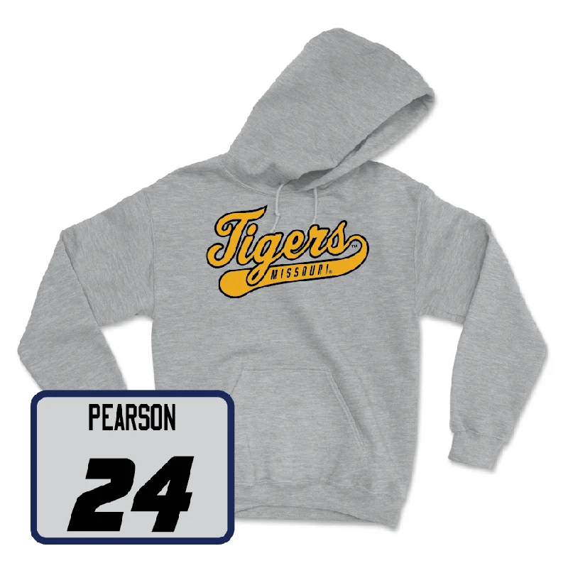 Sport Grey Women's Volleyball Script Hoodie  - Alayna Pearson Hoodie with Snap Buttons Easy Quick