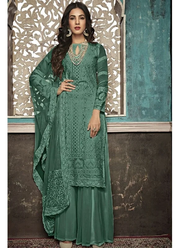 Green Foux Jeorgette Palazzo Dress Turtleneck Warm Winter