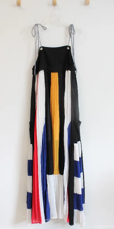 Fashion Nova Red White Blue & Yellow Striped Pleated Shoulder Tie Dress | M Tunics Top rated