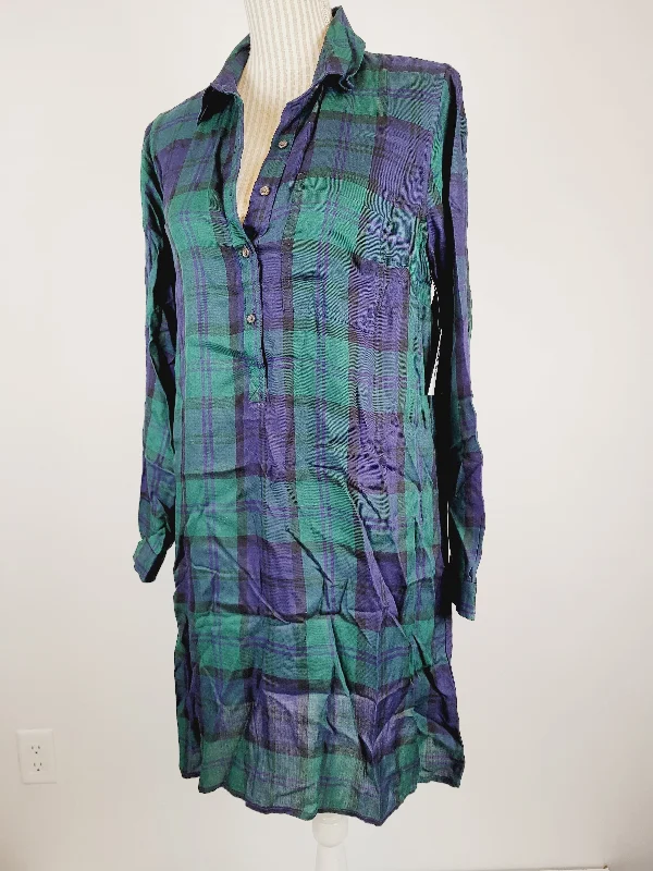 OLD NAVY GREEN PLAID DRESS LADIES MEDIUM PRE-LOVED
