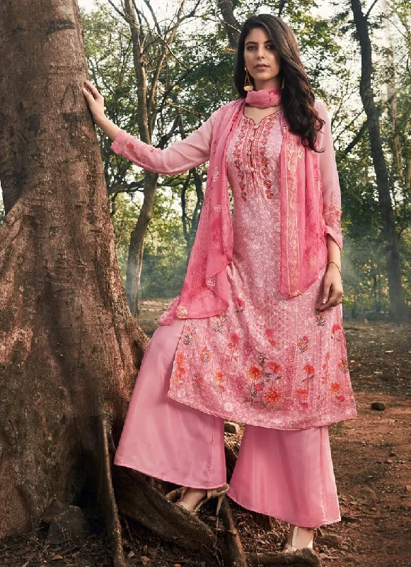 Sweet Pink Palazzo style Dress Georgette Tunics Sophisticated sleek