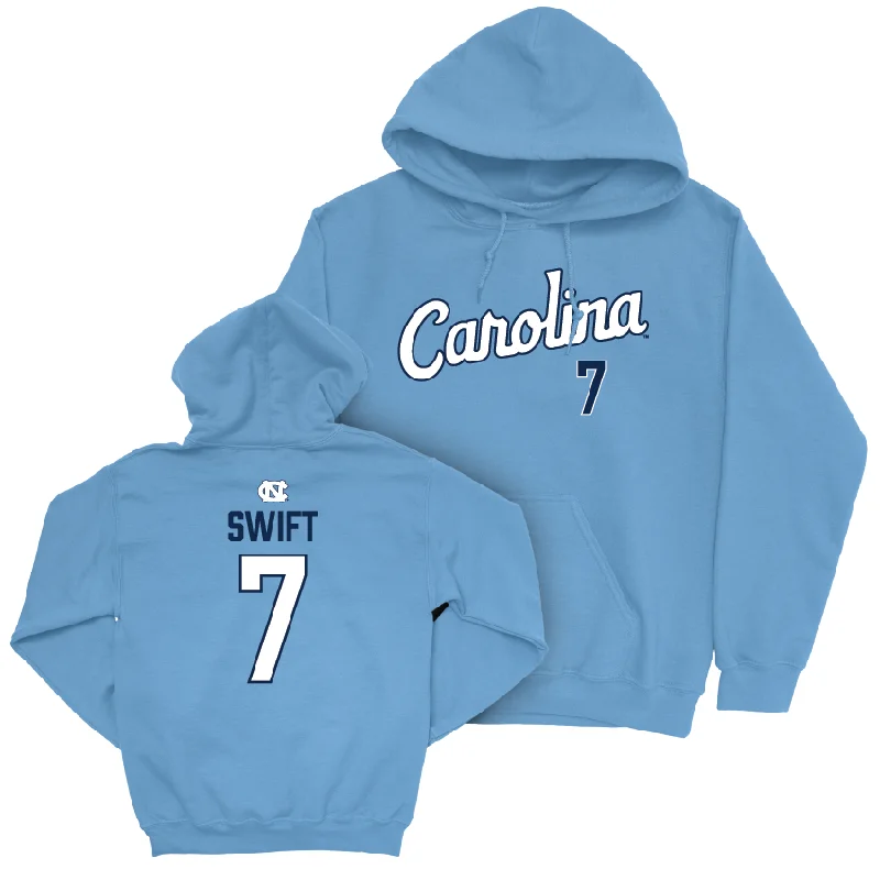 UNC Women's Volleyball Carolina Blue Script Hoodie  - Sadie Swift Hoodie with Batwing Sleeves Loose Dramatic