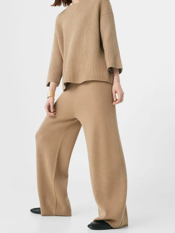 Fashionable And Simple Temperament Women'S Knitted Sweater Suit Zippered Front Buttoned Front Snap Front