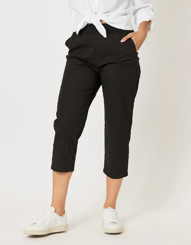 Santorini Cotton Pants - Black Classic Cropped Pants