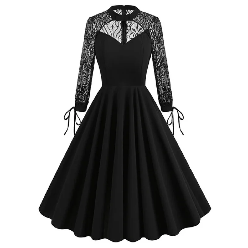 Vintage Lace Pattern Cutout Ball Dress