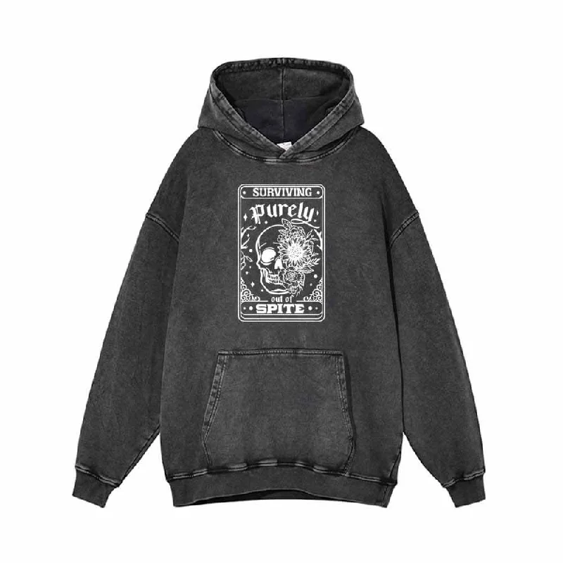 Survival Purely Out Of Spite Skull Tarot Hoodie Hoodie with Pattern Geometric Abstract