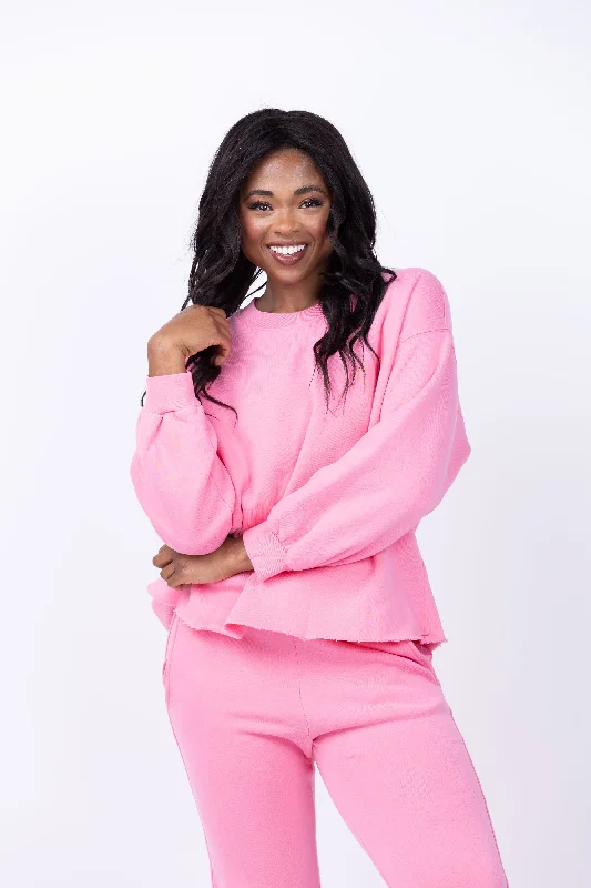 Xirena Honor Sweatshirt in Pink Tulip Hoodie with Back Slit Movement Comfort