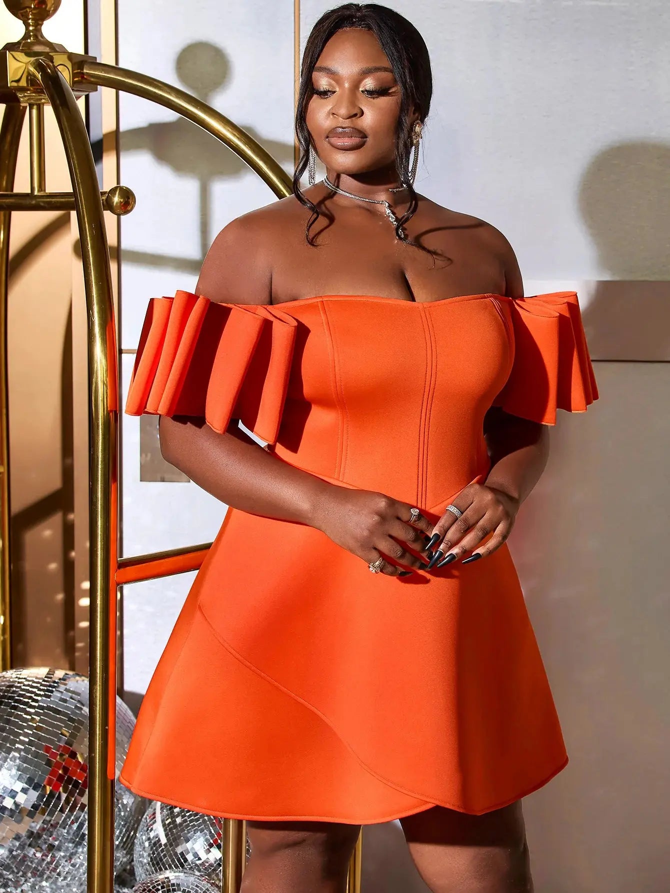 FZ Women's Backless Elegant and Sexy Off Shoulder A-line Mini Evening Dress