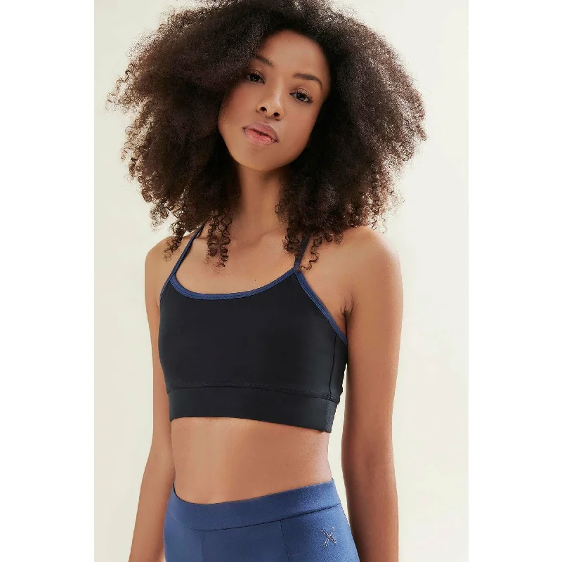 Fresher Cropped Tank - Caviar Black/Sea Green long tank top