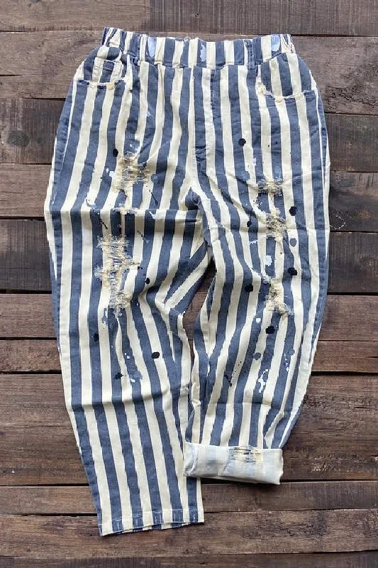 Endless Journey Striped Crop Pants - Vintage Navy Cozy Lounge Pants