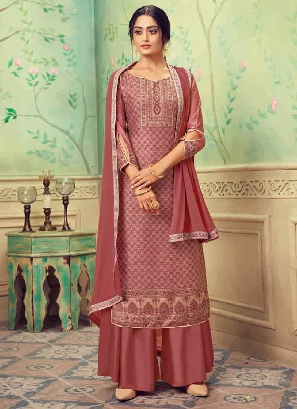 Light Maroon Pure Hand Weaving Jaquard Palazzo Dress Maxi Flowy Bohemian