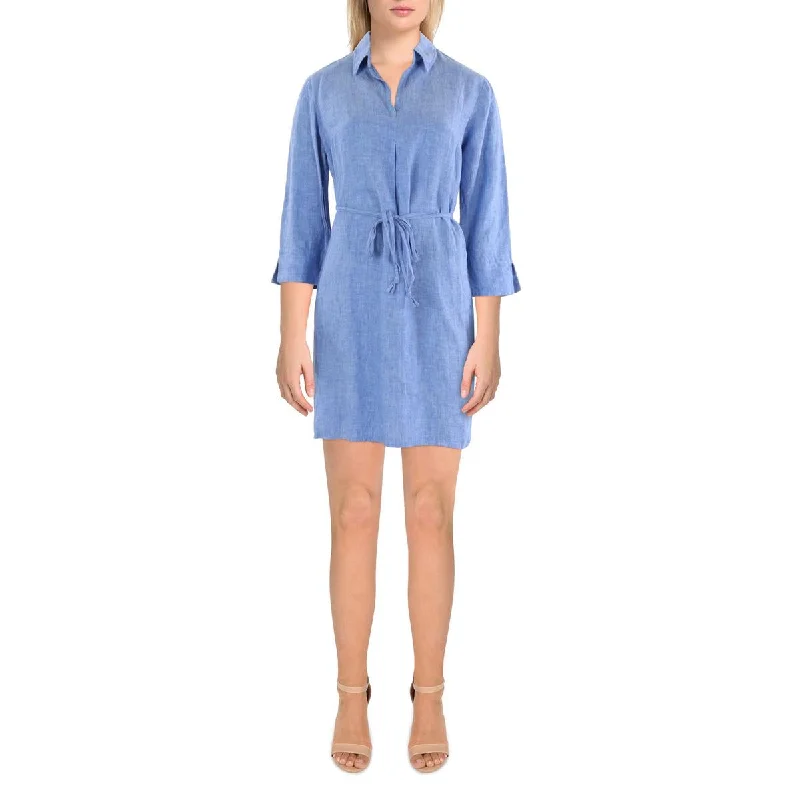 Womens Mini Belted Tunic Dress
