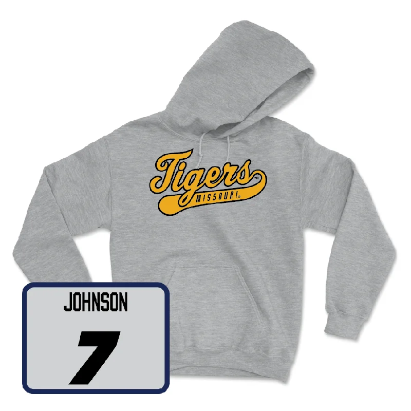 Sport Grey Women's Volleyball Script Hoodie - Kimani Johnson Hoodie with Stripes Bold Sporty