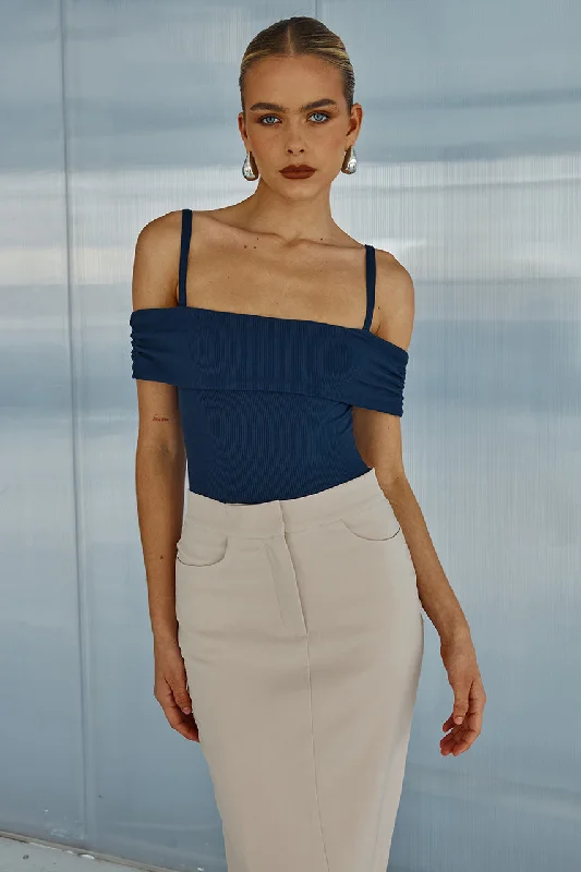 RYDER BODYSUIT - NAVY Fashionable Cross-Back Bodysuit