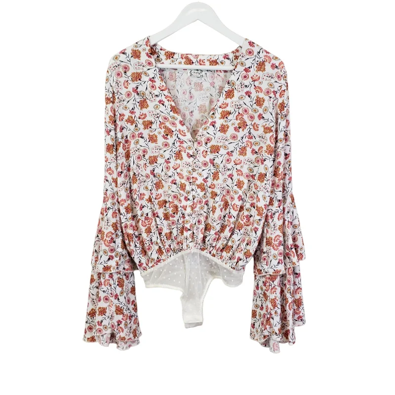 Intimately Free People Dainty Floral Bell Sleeve Bodysuit Size XS/S Comfortable Bodysuit with Deep V