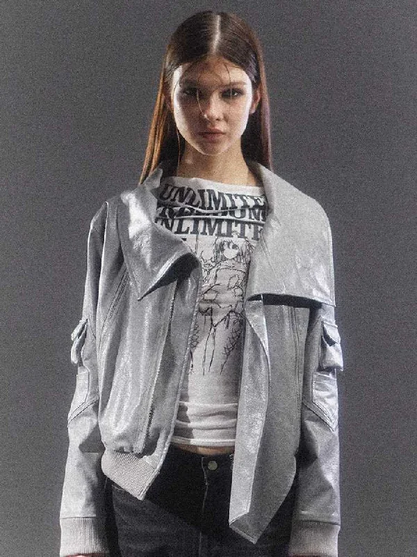 Silver grey casual jacket【s0000010405】 Rayon Fabric Velvet Fabric Corduroy Fabric