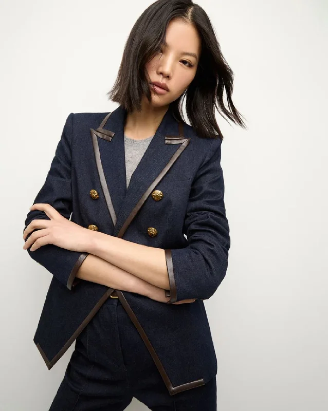 Veronica Beard Miller Dickey Jacket in Midnight Wash Fleece Jacket Down Jacket Feather Jacket