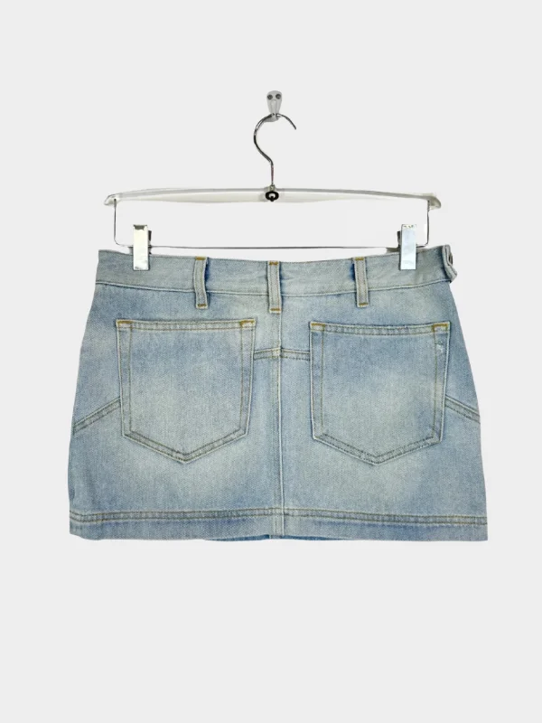 Abra Denim Mini Skirt asymmetrical skirt cut