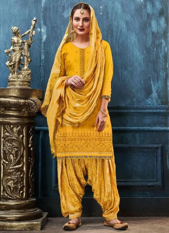 Yellow Satin Cotton
 Dress Patiyala Tunics Running lightweight