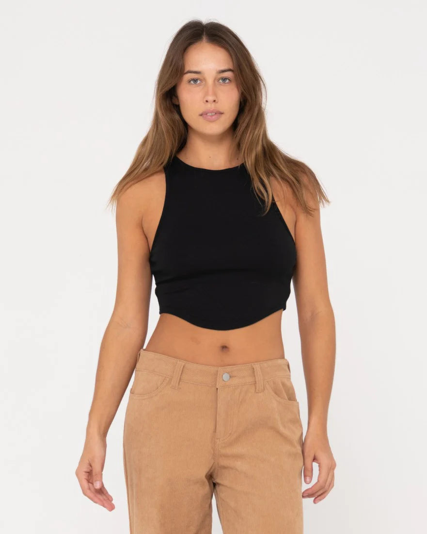Rusty Vicky Curved Crop Tank turquoise tank top