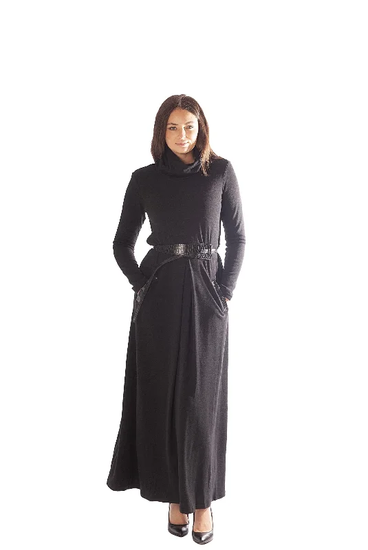 Knit Cowl Neck Dress Tunics Long Elegant