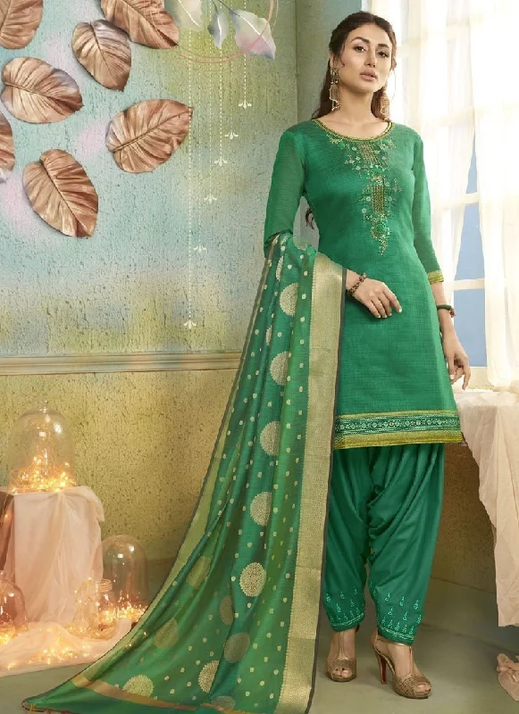 Green Chanderi Patiyala Dress Tunics New arrival