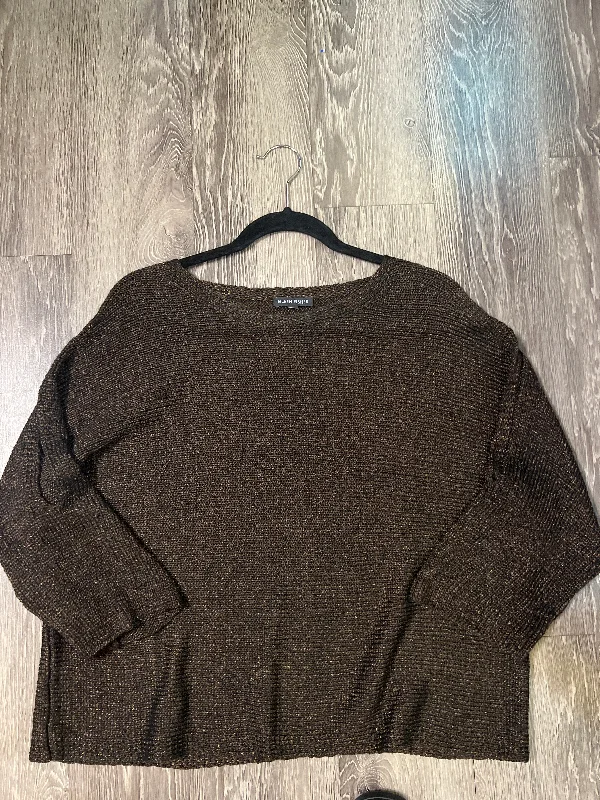 Eileen Fisher Linen Blend Crew Sweater (Size Large) Herringbone Houndstooth Plaid
