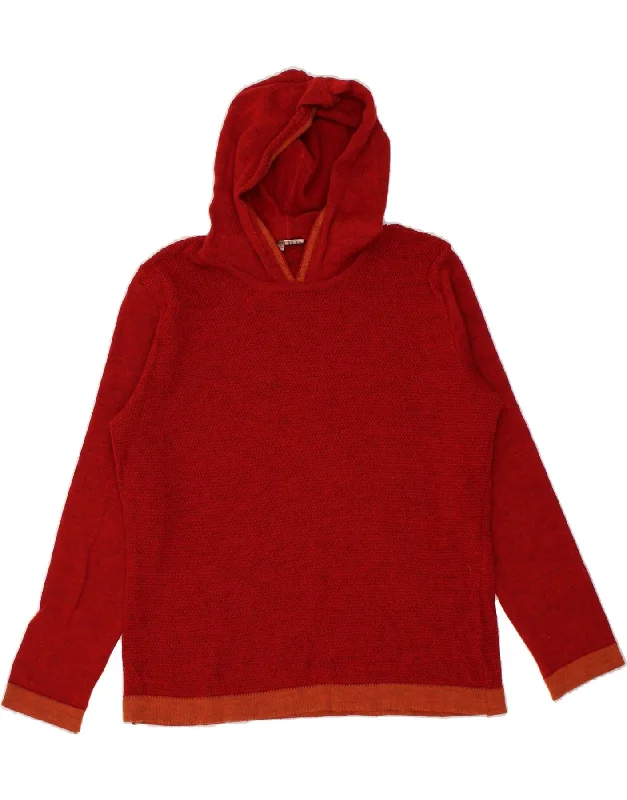 VINTAGE Womens Hooded Jumper Sweater UK 16 Large Red Rayon Fabric Velvet Fabric Corduroy Fabric