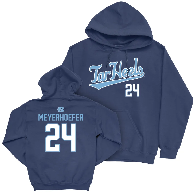 UNC Women's Volleyball Navy Script Hoodie - Marissa Meyerhoefer Hoodie with Turtle Neck Cozy Winter