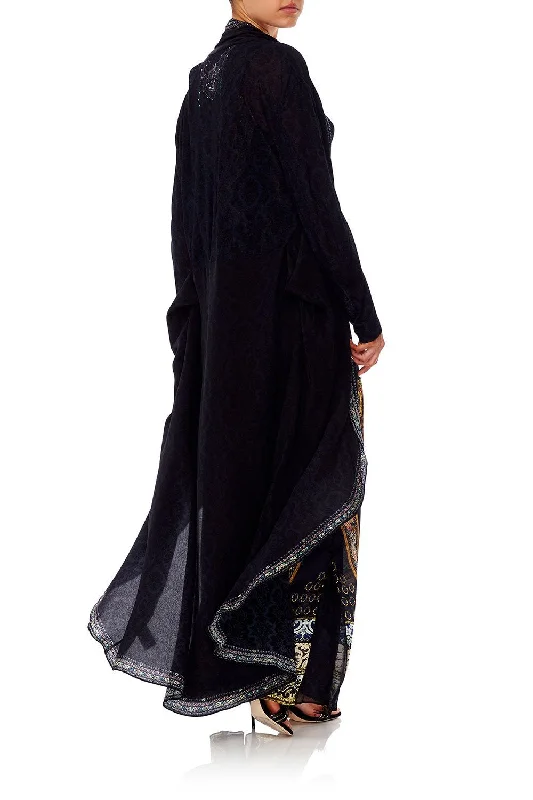 LONG CASUAL JACKET WITH POCKETS MIDNIGHT MEETING Zippered Jacket Buttoned Jacket Snapped Jacket