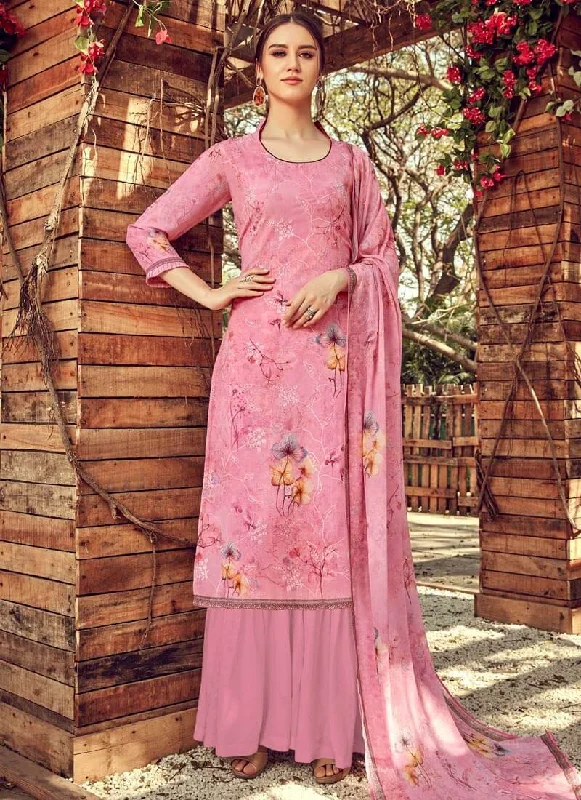 Light Pink Pure Georgette Palazzo Dress Tunics Versatile stylish