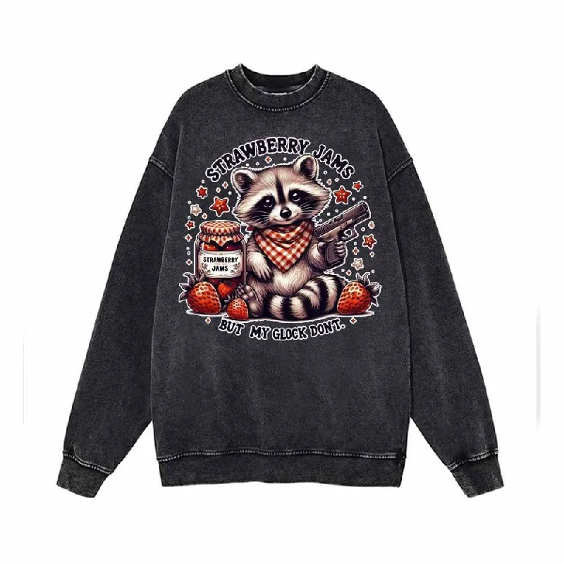 Strawberry Jams But My Clock Don’t Vintage Washed Sweatshirt Hoodie with Reflective Safety Nightwear