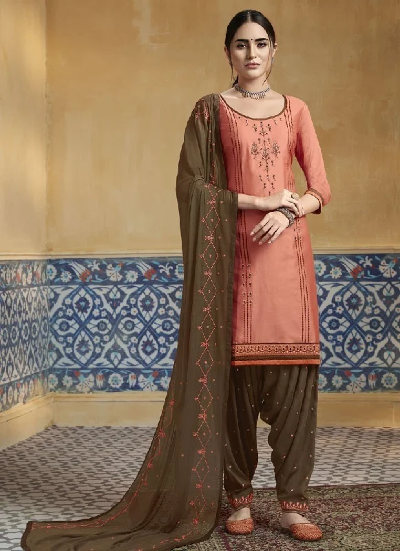 Peach Satin Cotton Patiyala Dress Tunics Vintage classic