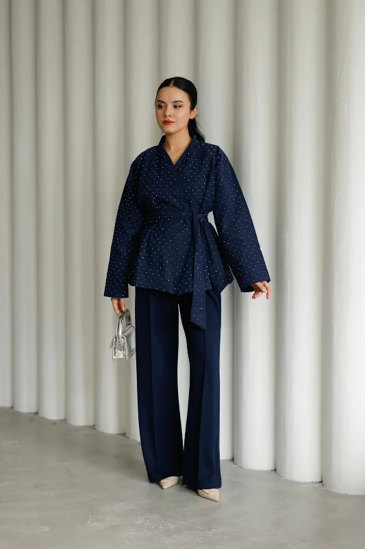 Detailed short jacket EX  2697 Nylon Fabric Polyester Fabric Spandex Fabric