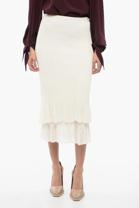 Bottega Veneta Ribbed Ruffled Skirt S Standard size midi skirt versatile