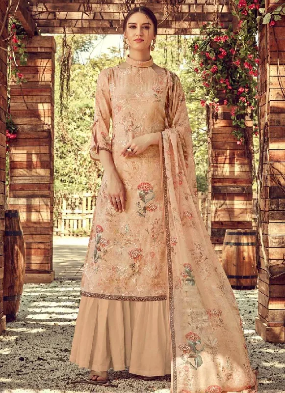 Cream Pure Georgette Palazzo Dress Tunics Stylish elegant