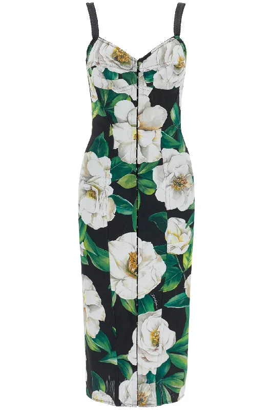 black floral midi synthetic dress F6R3OT FSSK2 GARDENIA F.NERO