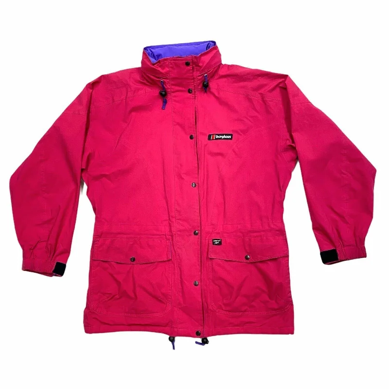 Berghaus Gore Tex Women's Outdoor Jacket | Vintage 90s Designer Activewear Pink Zippered Front Buttoned Front Snap Front