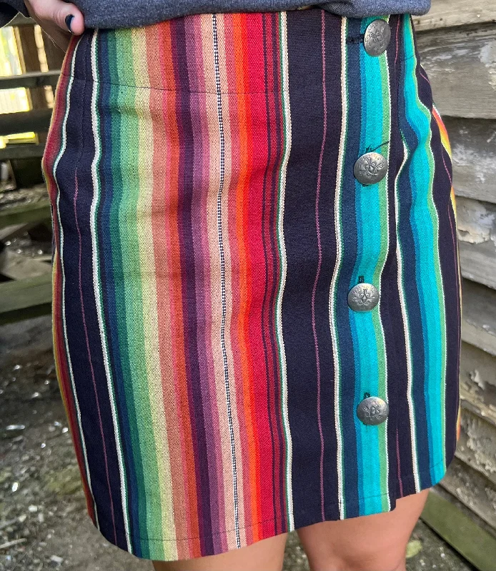 Rhonda Stark Women's Rainbow Serape 4-Button Skirt 501-SRW chiffon skirt lightweight