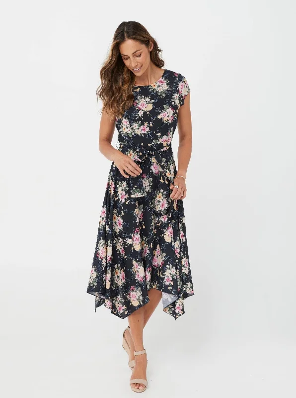 Blue Floral/Viscose - Faith Dress