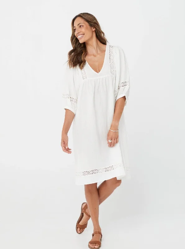Off White/Linen Viscose - Pernilla Dress -