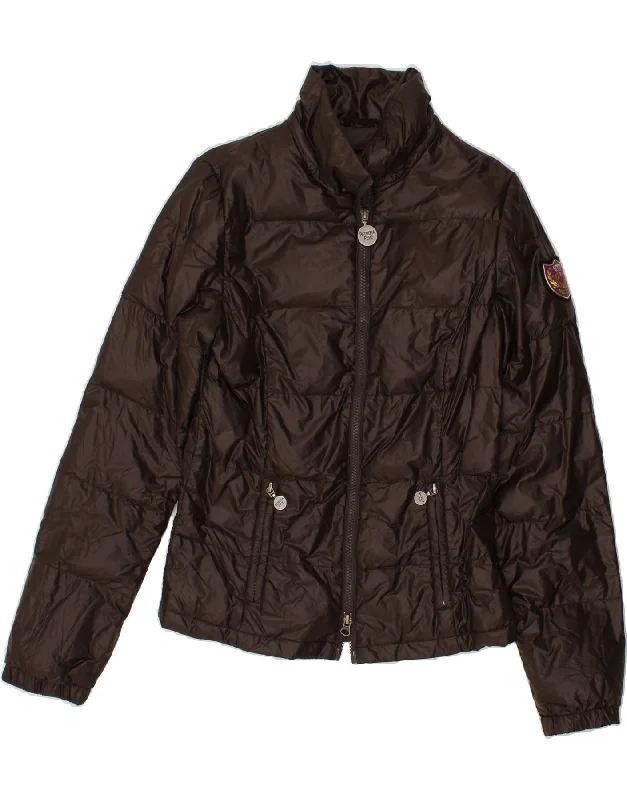 PATRIZIA PEPE Womens Padded Jacket IT 40 Small Brown Polyamide Denim Jacket Leather Jacket Suede Jacket