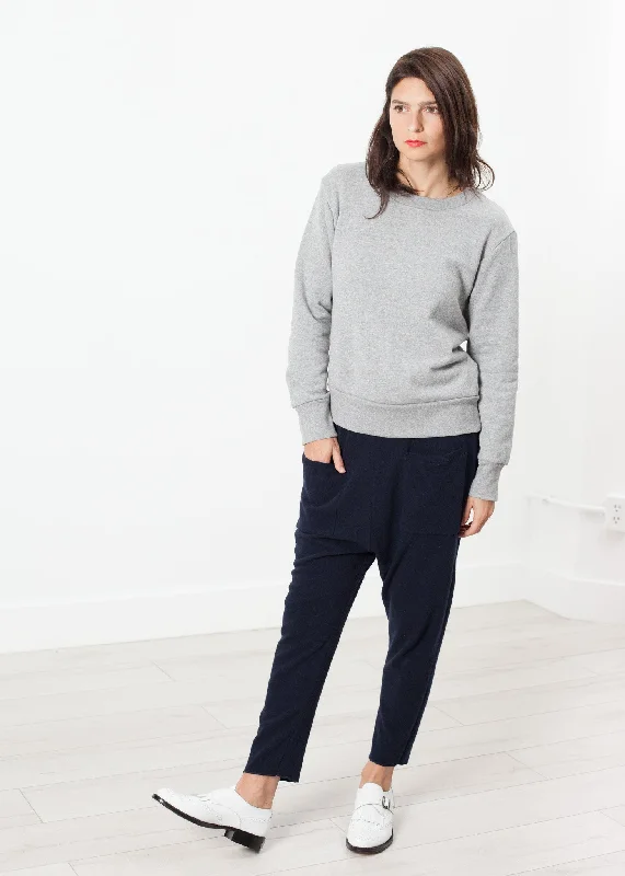 Loopwheeler Sweatshirt in Grey Hoodie with High Neck Warm Protective